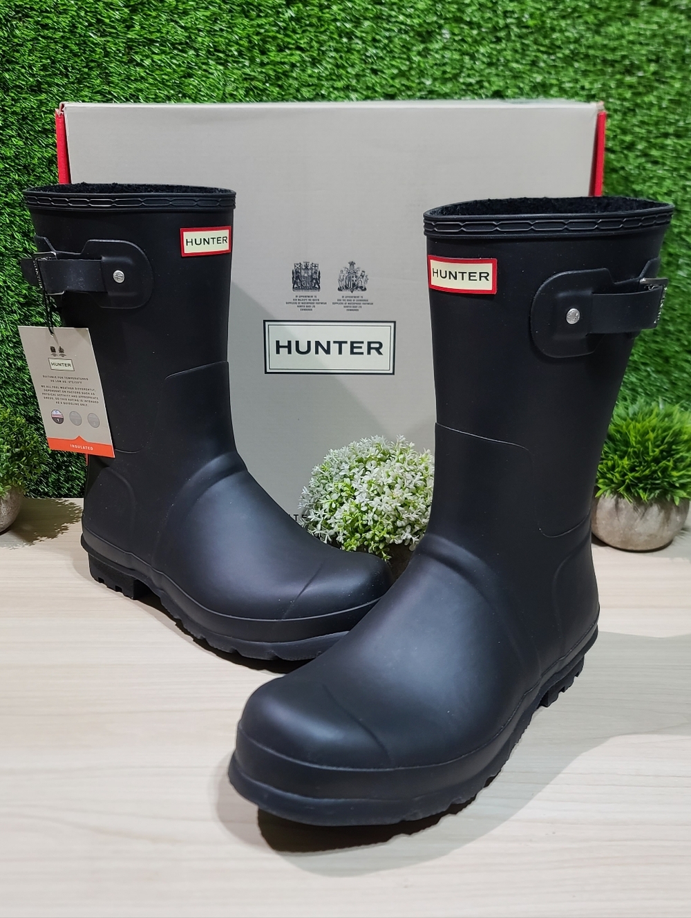 Hunter Original Insulated Short Black Rain Boots - US Men's 12 NEW